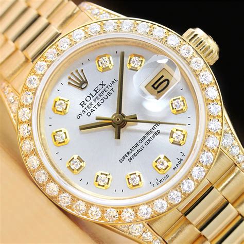 rolex datejust president 18k yellow gold diamonds|white gold Rolex with diamonds.